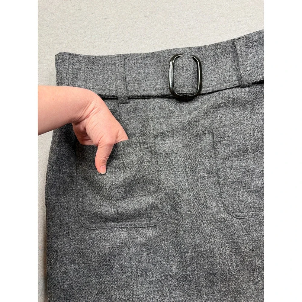 Sezane Grey Virgin Wool Tweed Belted Mini Skirt‎ Size 40 US 8
